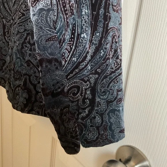 Coldwater Creek Velvet Paisley Jacket Blue & Brown Print Size X-Large women’s - Picture 9 of 13